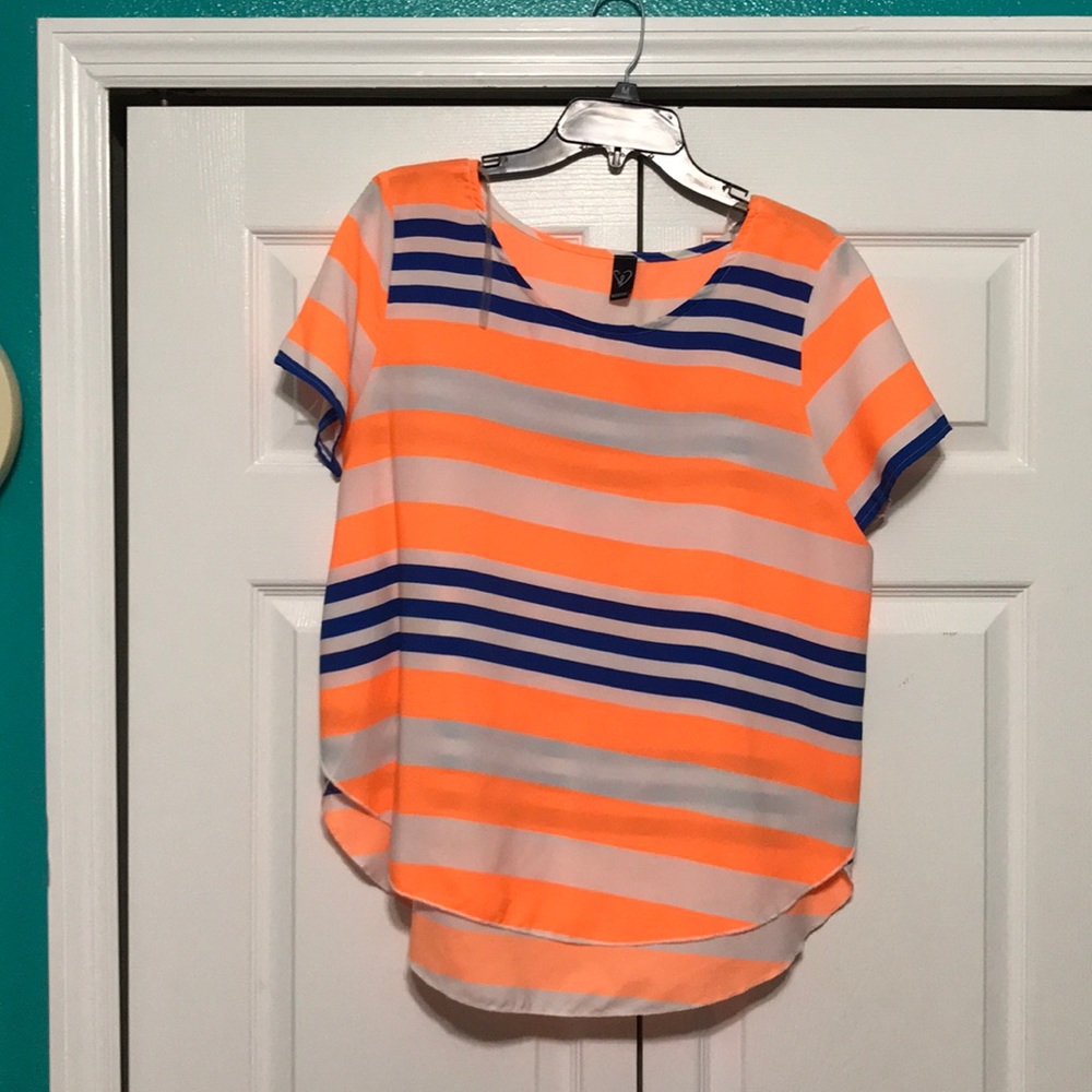 High low orange & royal blue top